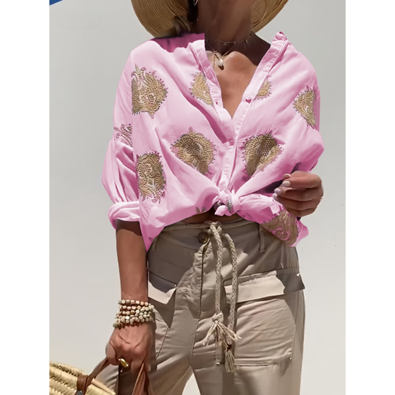 SOLÈNE FLORAL BUTTON-UP BLOUSE