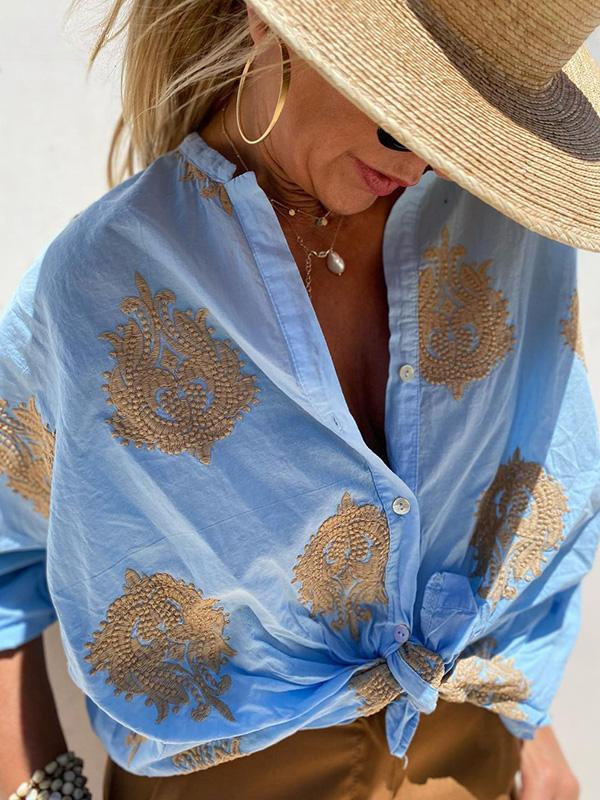 SOLÈNE FLORAL BUTTON-UP BLOUSE