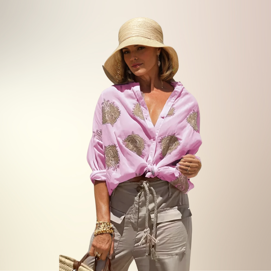 SOLÈNE FLORAL BUTTON-UP BLOUSE