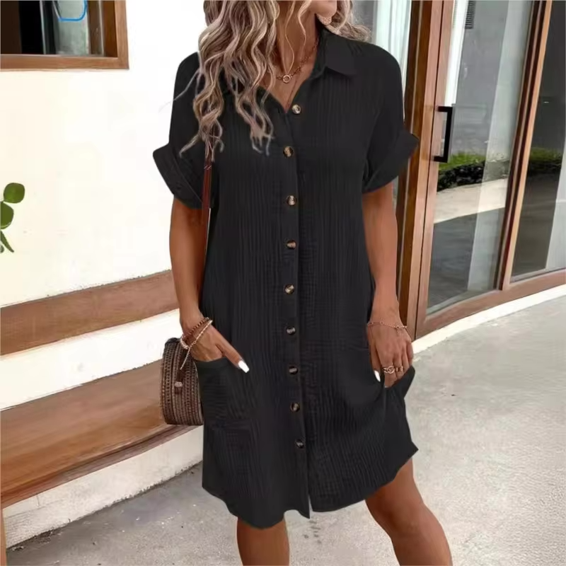 Élise Linen Button-Down Dress