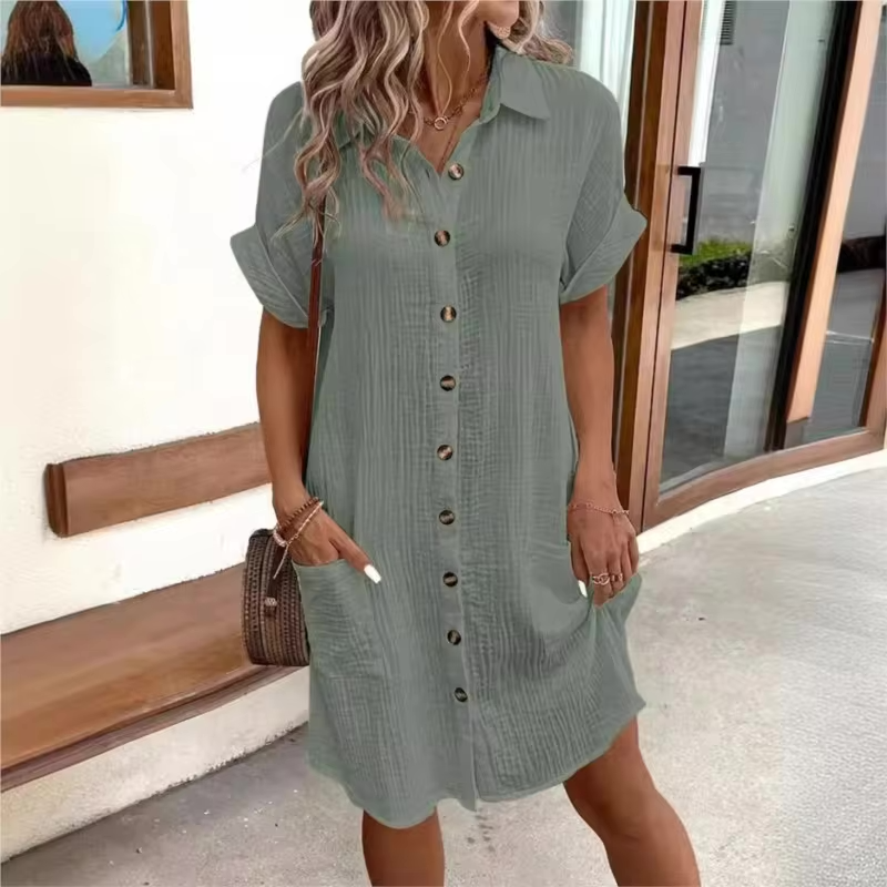 Élise Linen Button-Down Dress