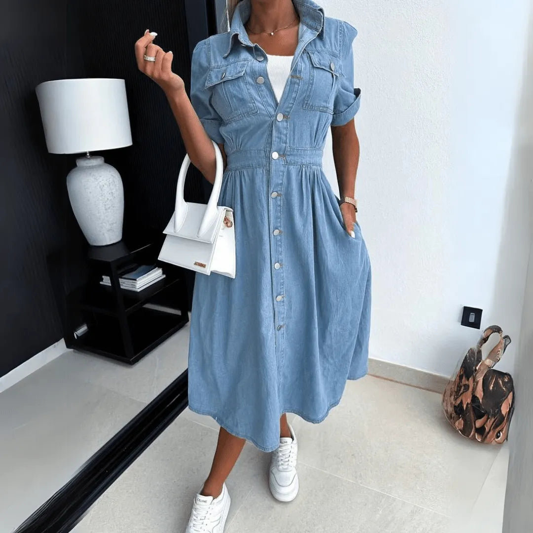 SIENA DENIM MIDI DRESS