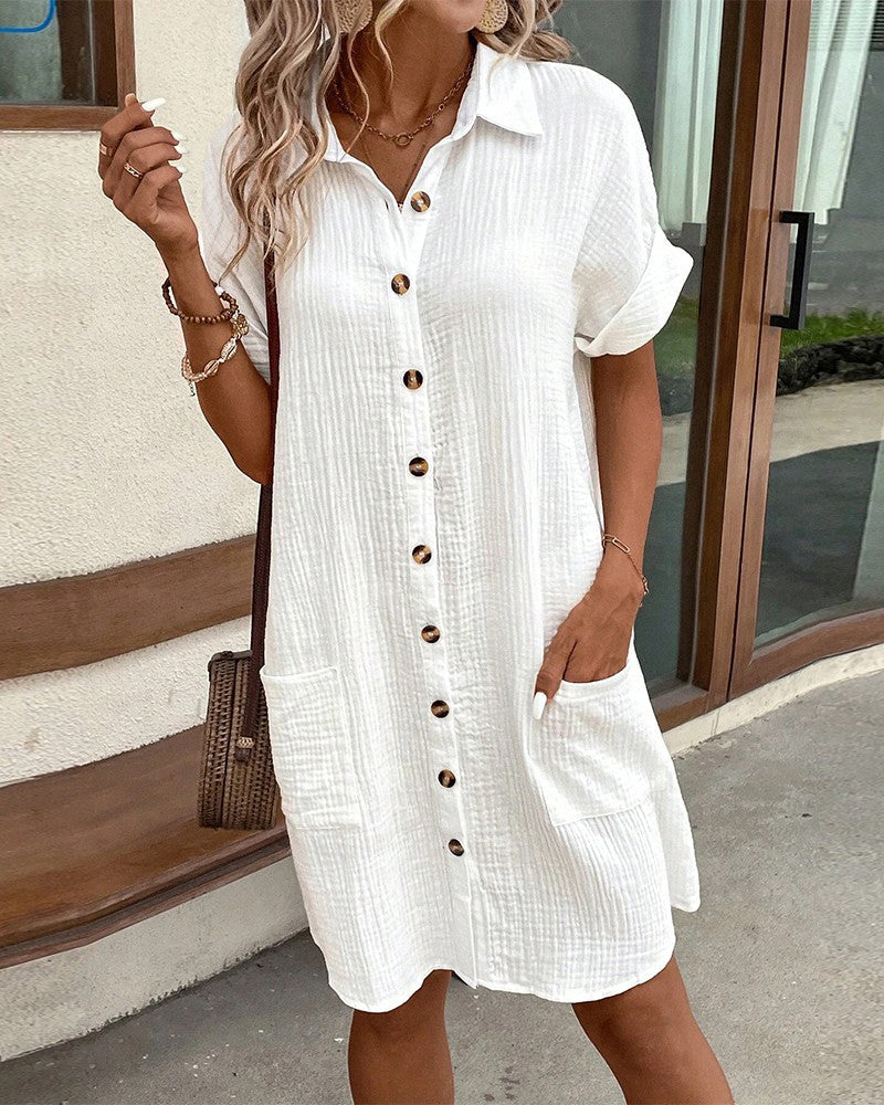 Élise Linen Button-Down Dress
