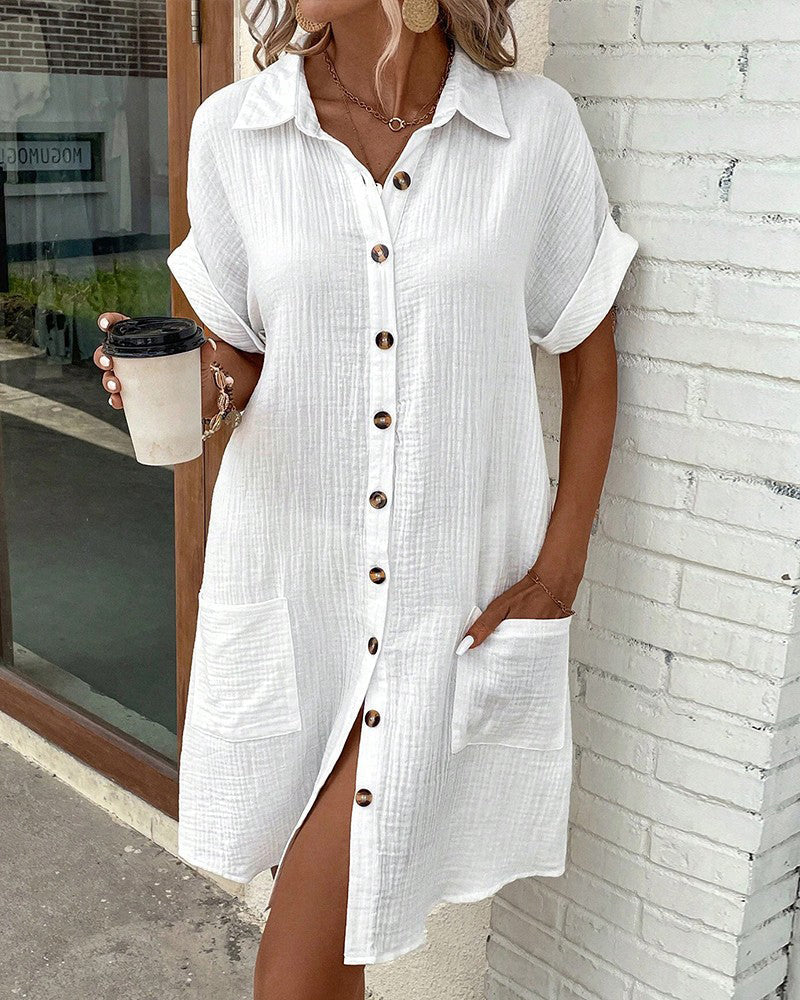 Élise Linen Button-Down Dress