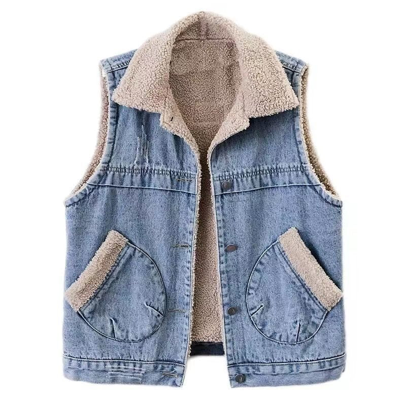 LÉNA SHERPA DENIM VEST