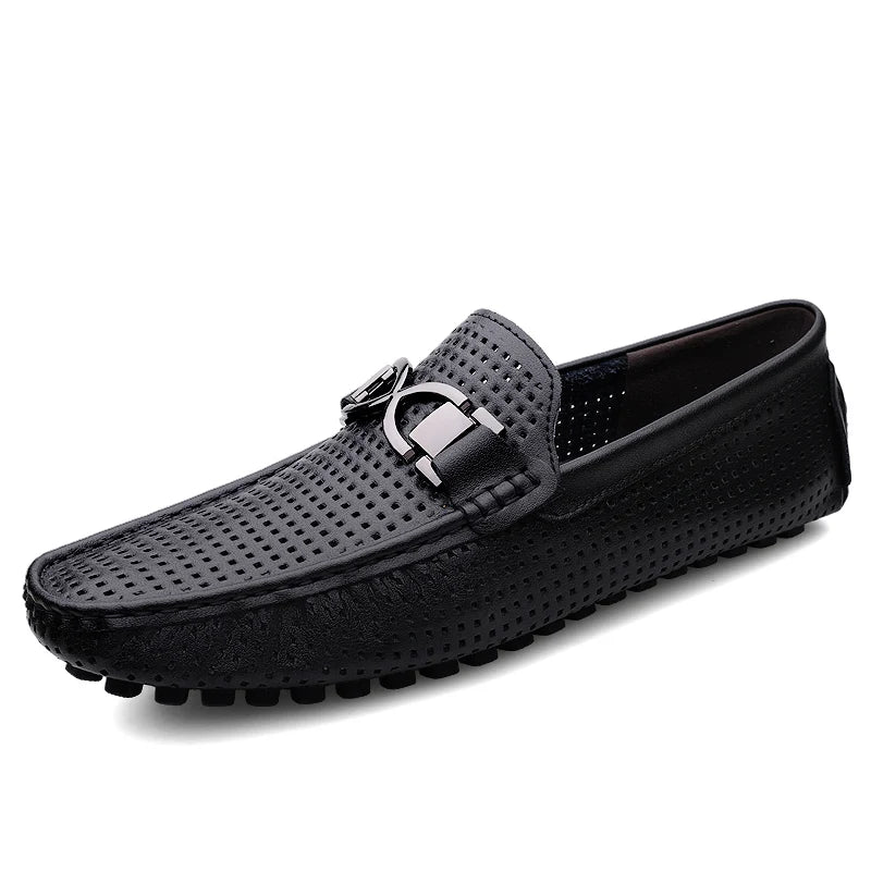 Lucent Perforated Driving Loafers