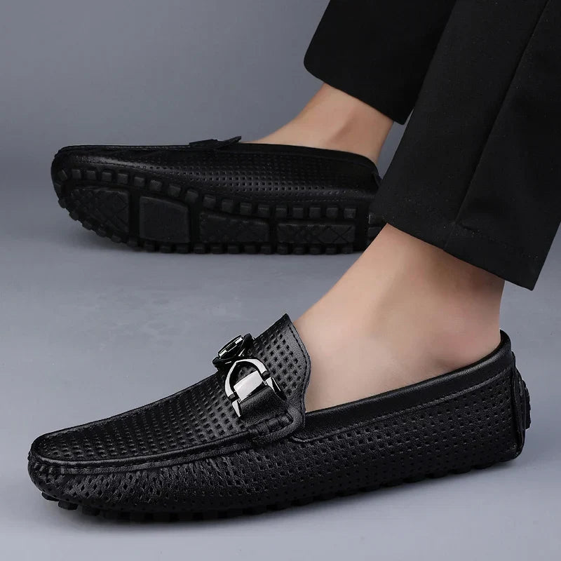 Lucent Perforated Driving Loafers
