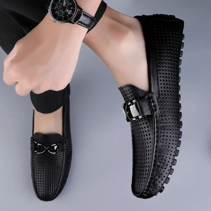 Lucent Perforated Driving Loafers
