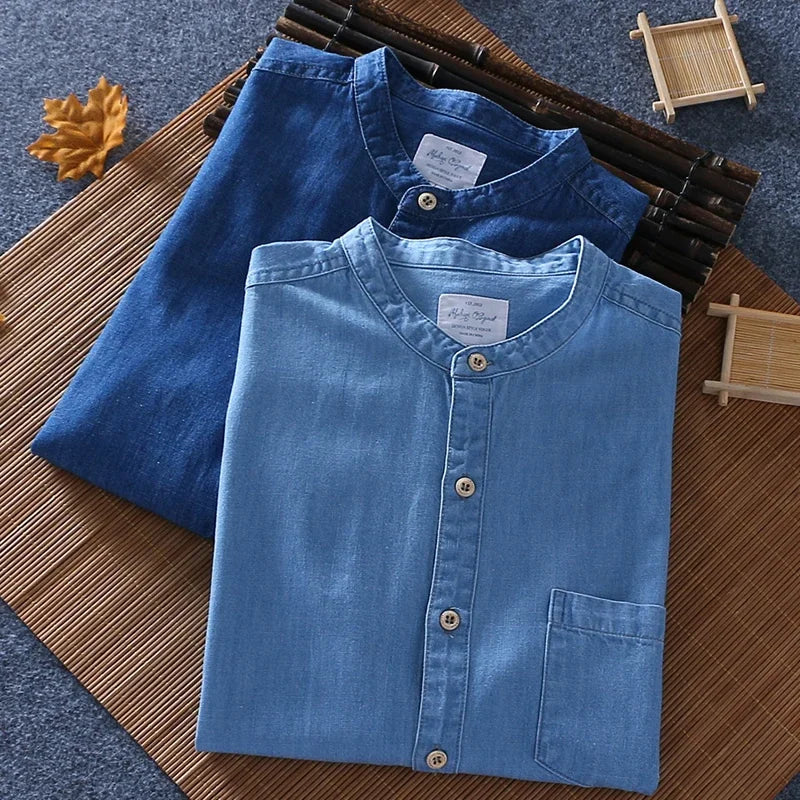 LEONE MANDARIN DEMIN SHIRT