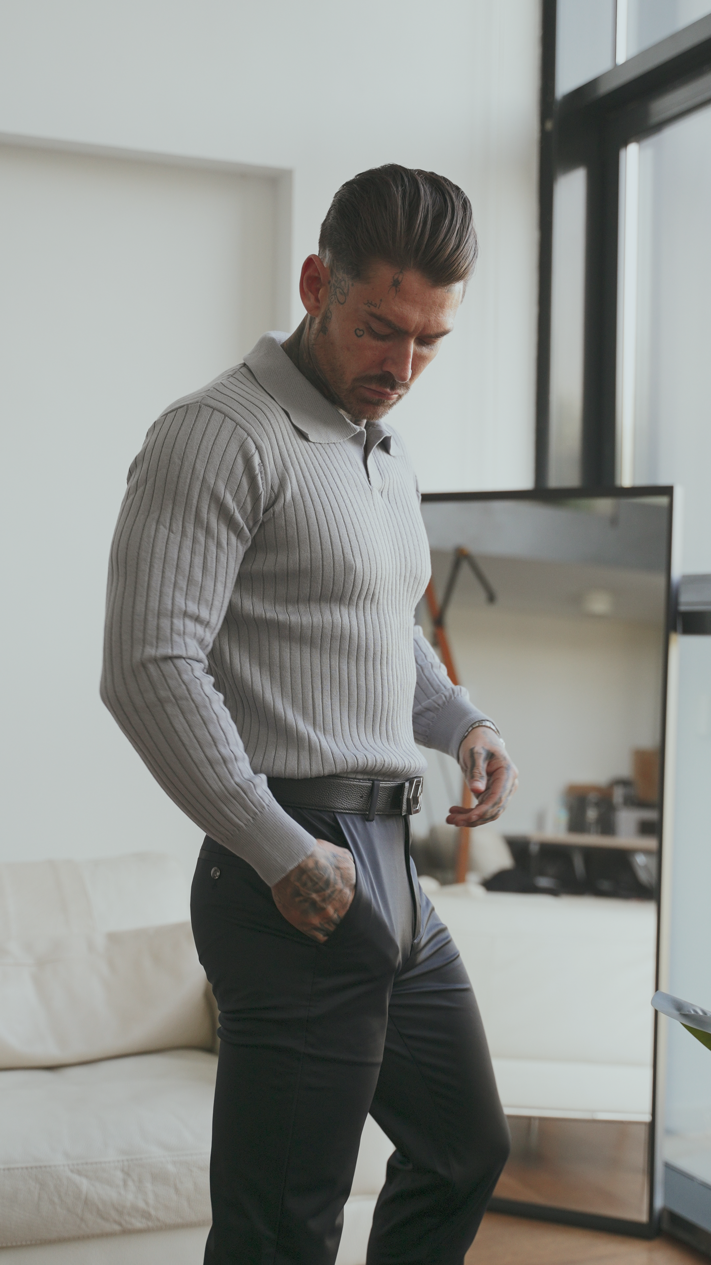 MUSKELFIT-STRICKPULLOVER