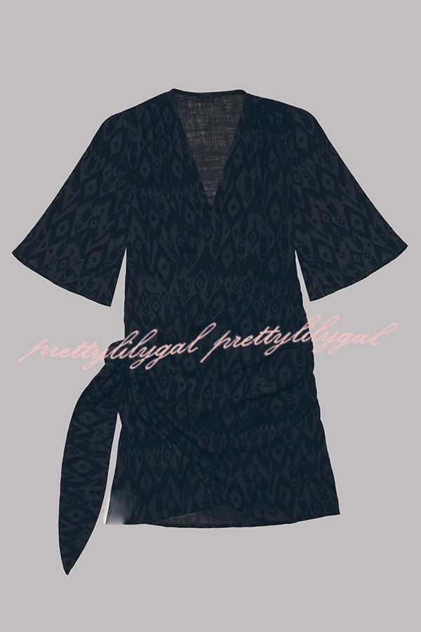 Solène Linen Wrap Mini Dress