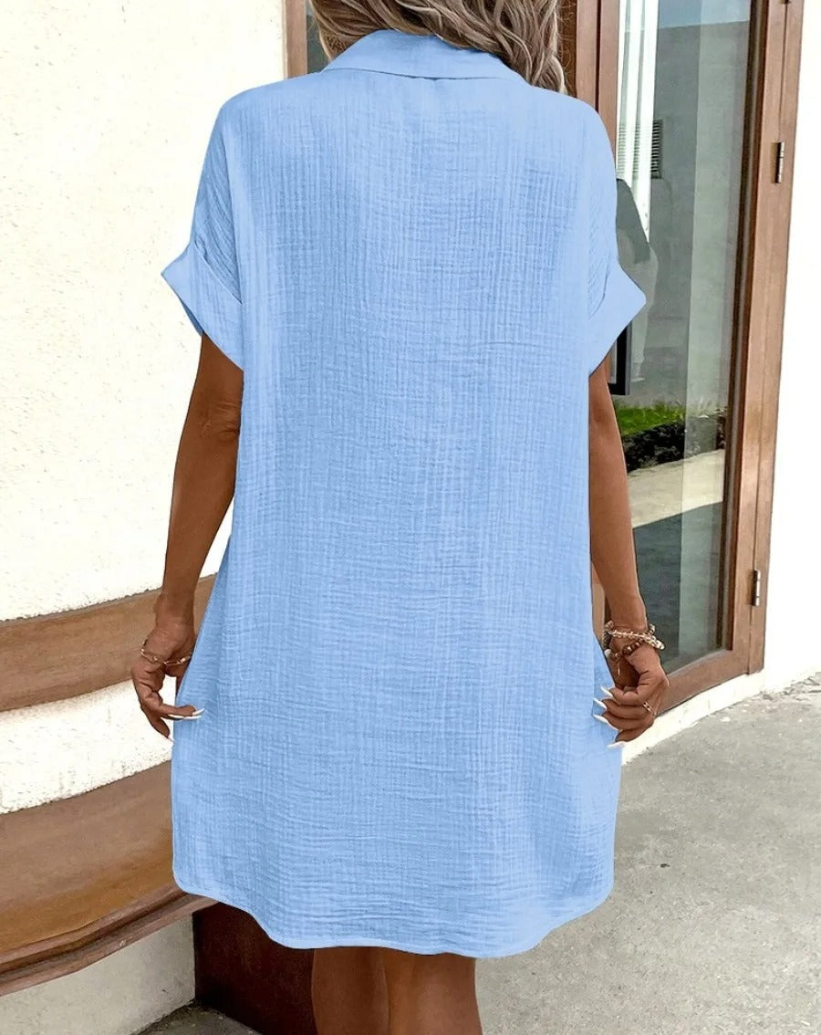 Élise Linen Button-Down Dress