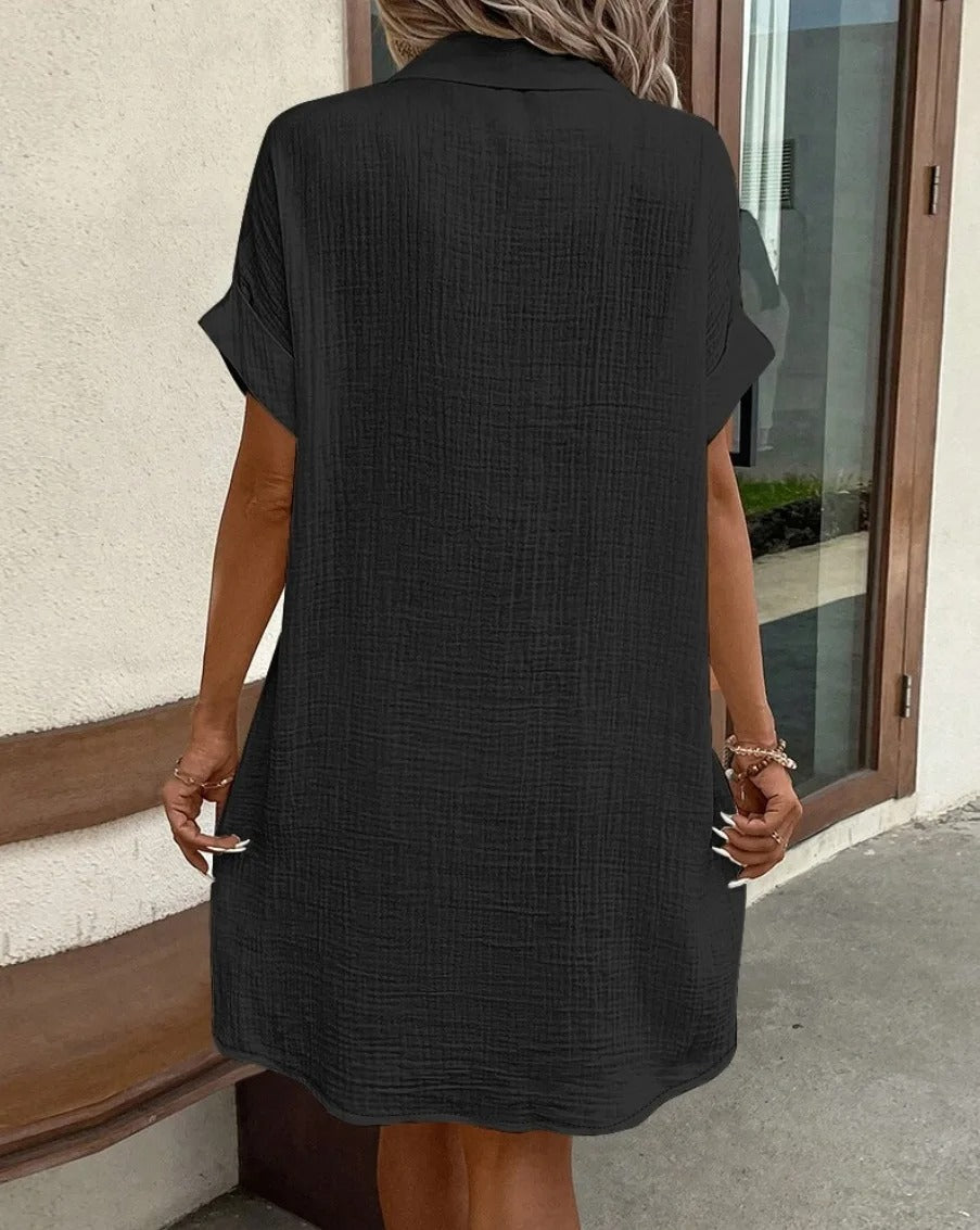 Élise Linen Button-Down Dress