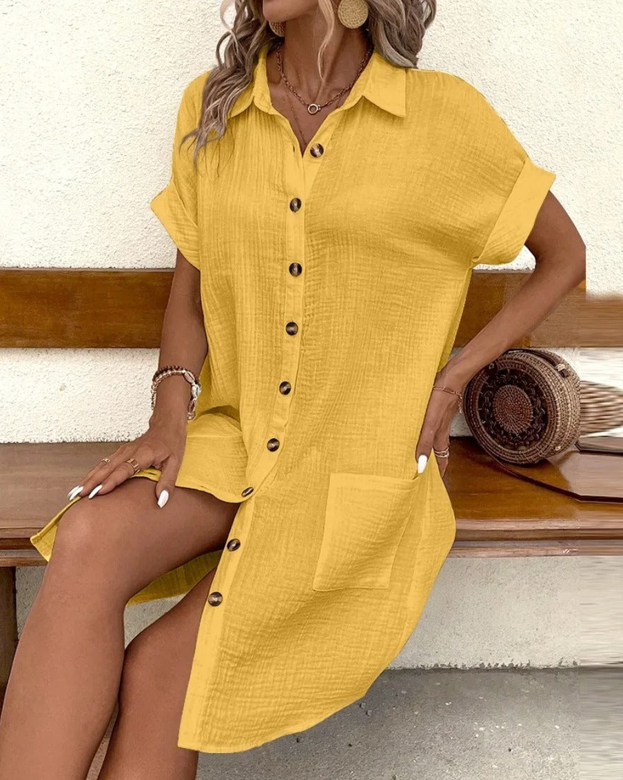 Élise Linen Button-Down Dress