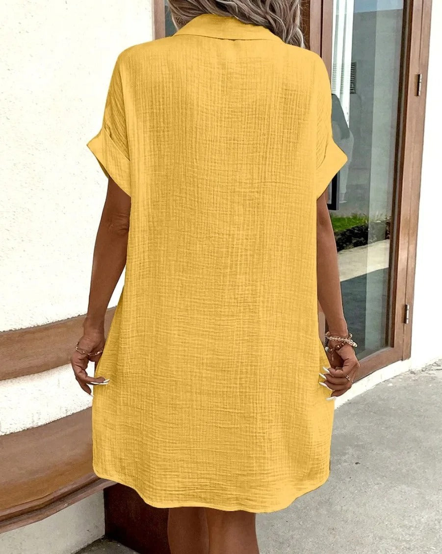Élise Linen Button-Down Dress