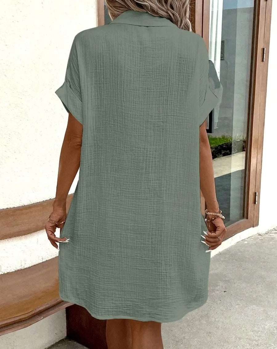 Élise Linen Button-Down Dress