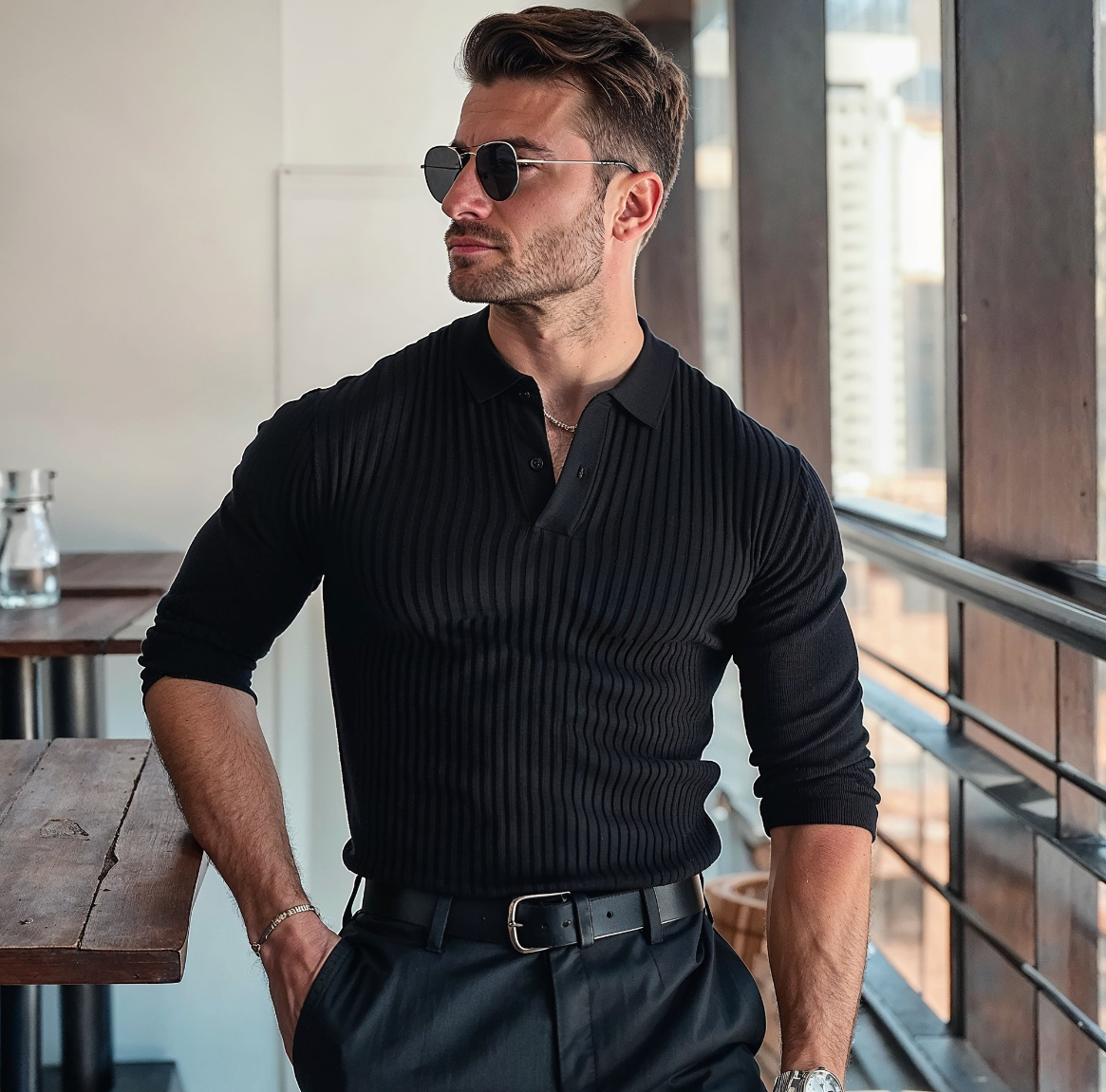 MUSKELFIT-STRICKPULLOVER