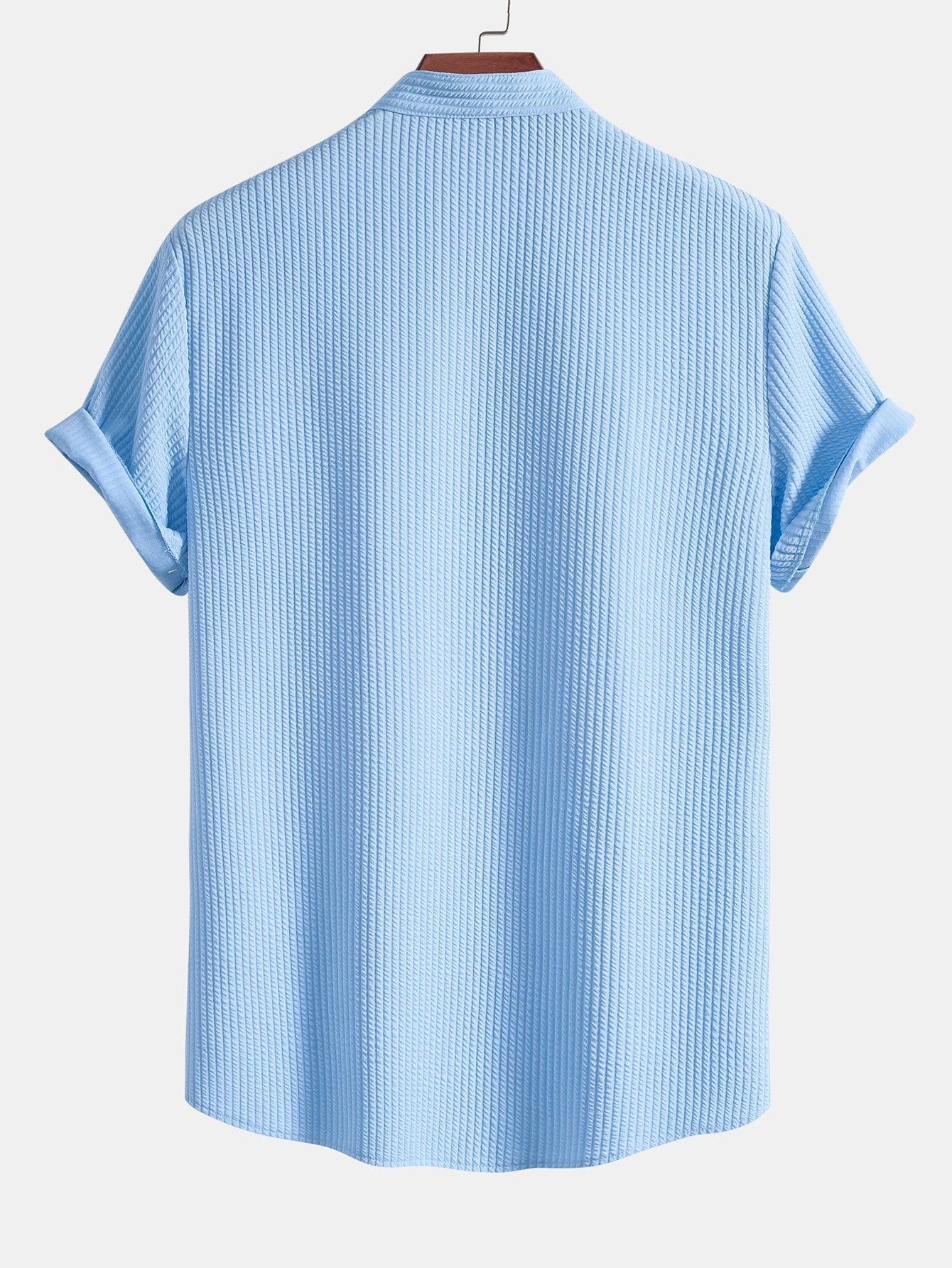 Stretch Ribbed Mock‑Neck Tee