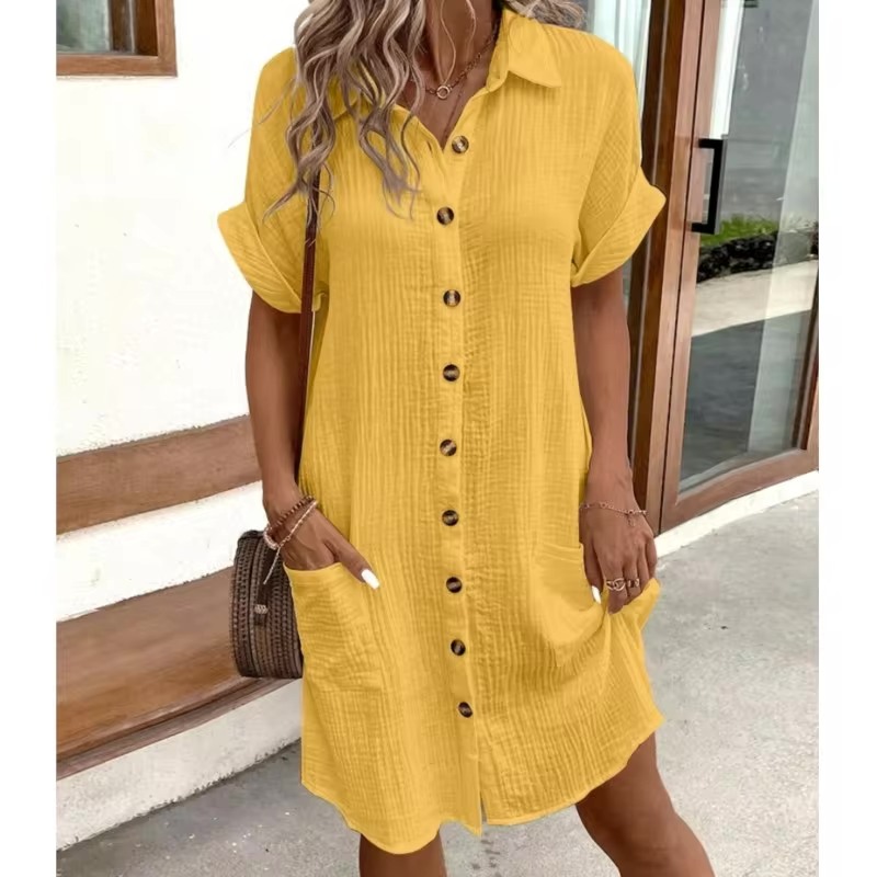 Élise Linen Button-Down Dress