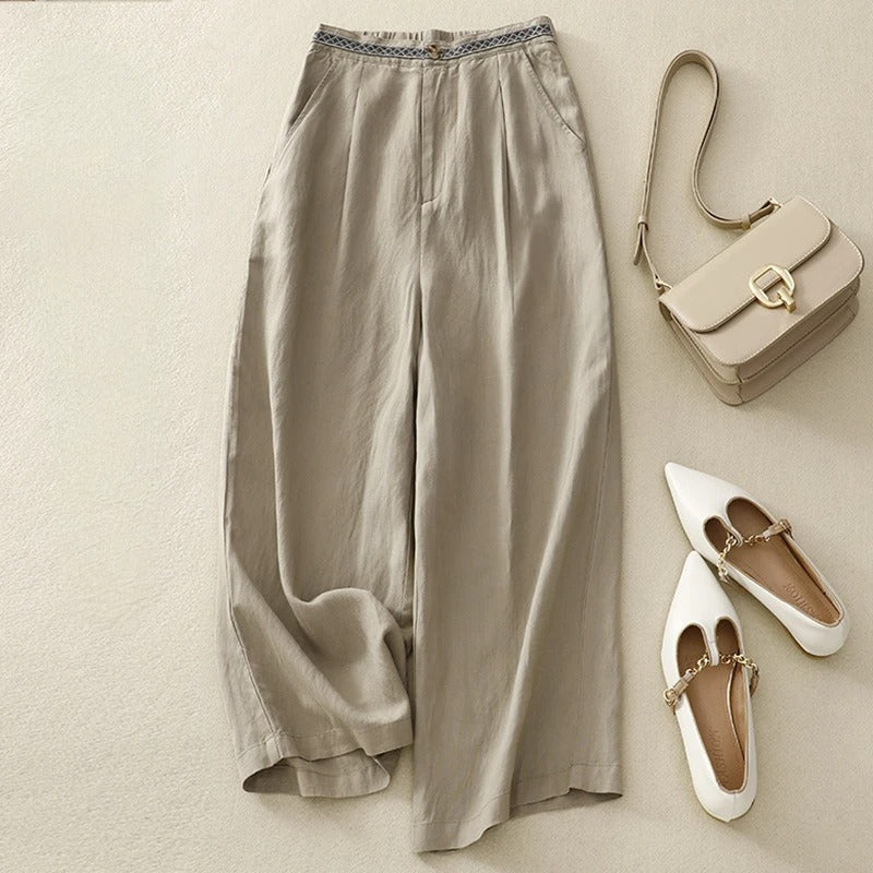 Vittoria Wide-Leg Linen Trousers
