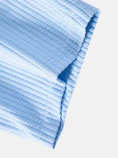 Stretch Ribbed Mock‑Neck Tee