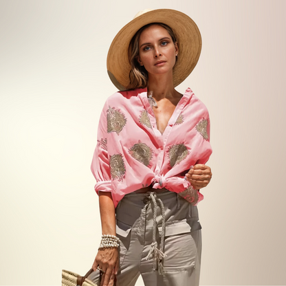 SOLÈNE FLORAL BUTTON-UP BLOUSE