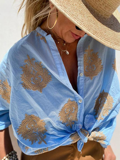 SOLÈNE FLORAL BUTTON-UP BLOUSE