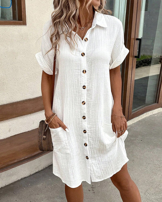 Élise Linen Button-Down Dress