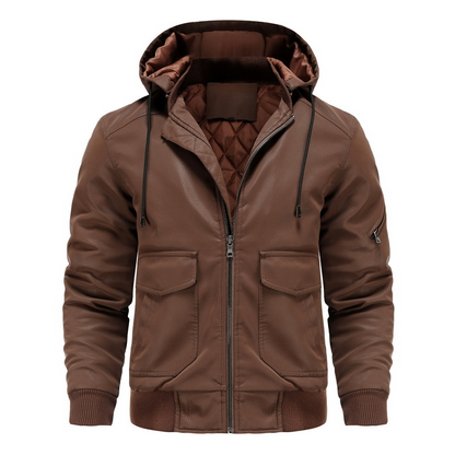 DANTE LEATHER HOODED JACKET