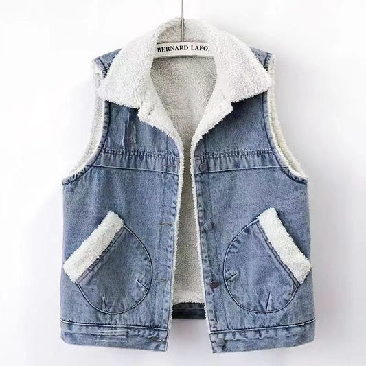 LÉNA SHERPA DENIM VEST