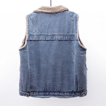 LÉNA SHERPA DENIM VEST