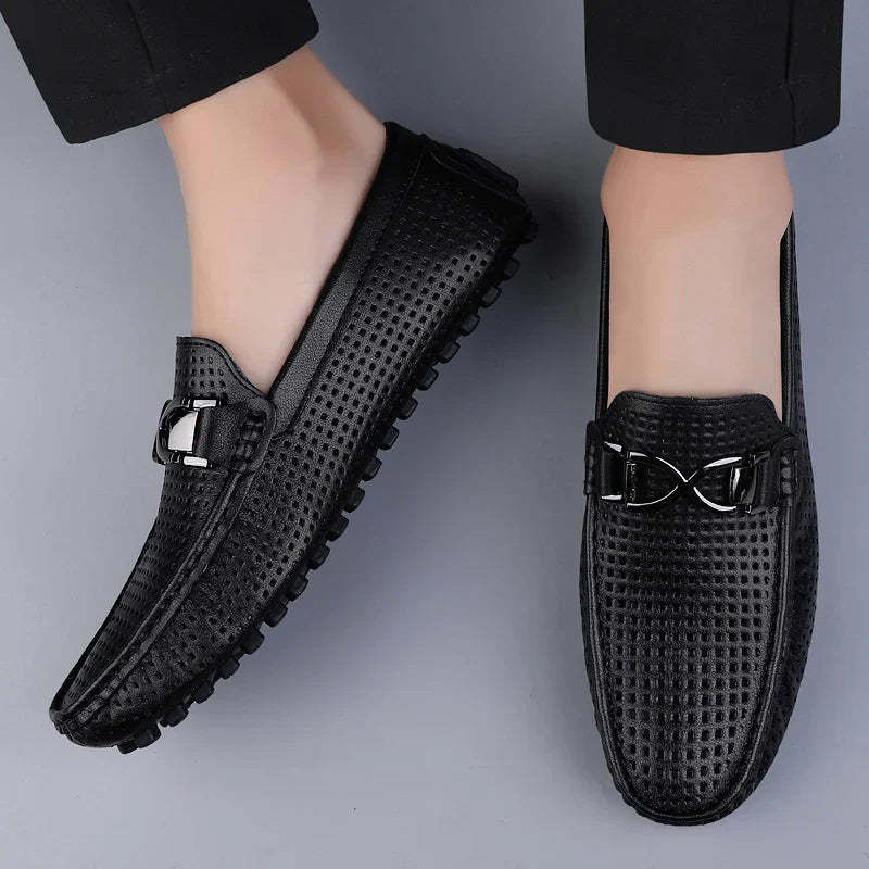 Lucent Perforated Driving Loafers