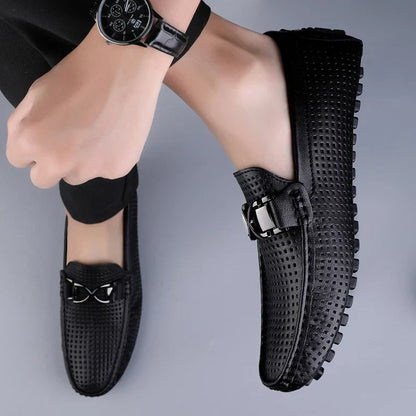 Lucent Perforated Driving Loafers
