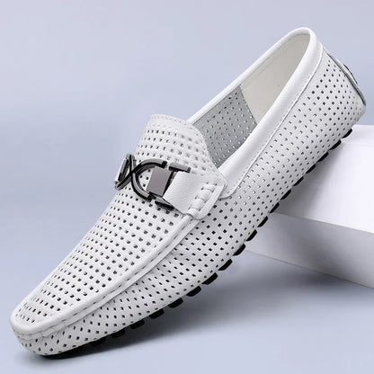Lucent Perforated Driving Loafers