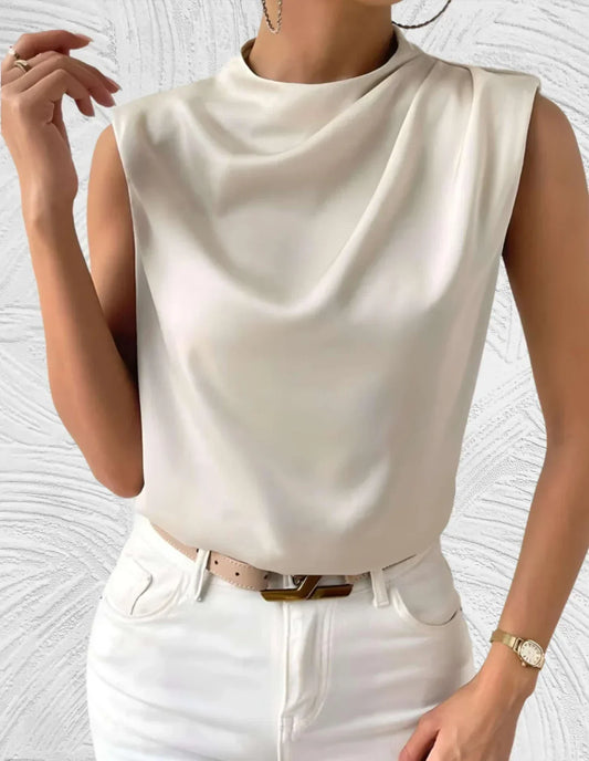 ELIRA SATIN BUTTON-UP BLOUSE