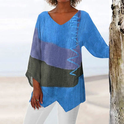 HELENE COLORBLOCK LINEN BLOUSE
